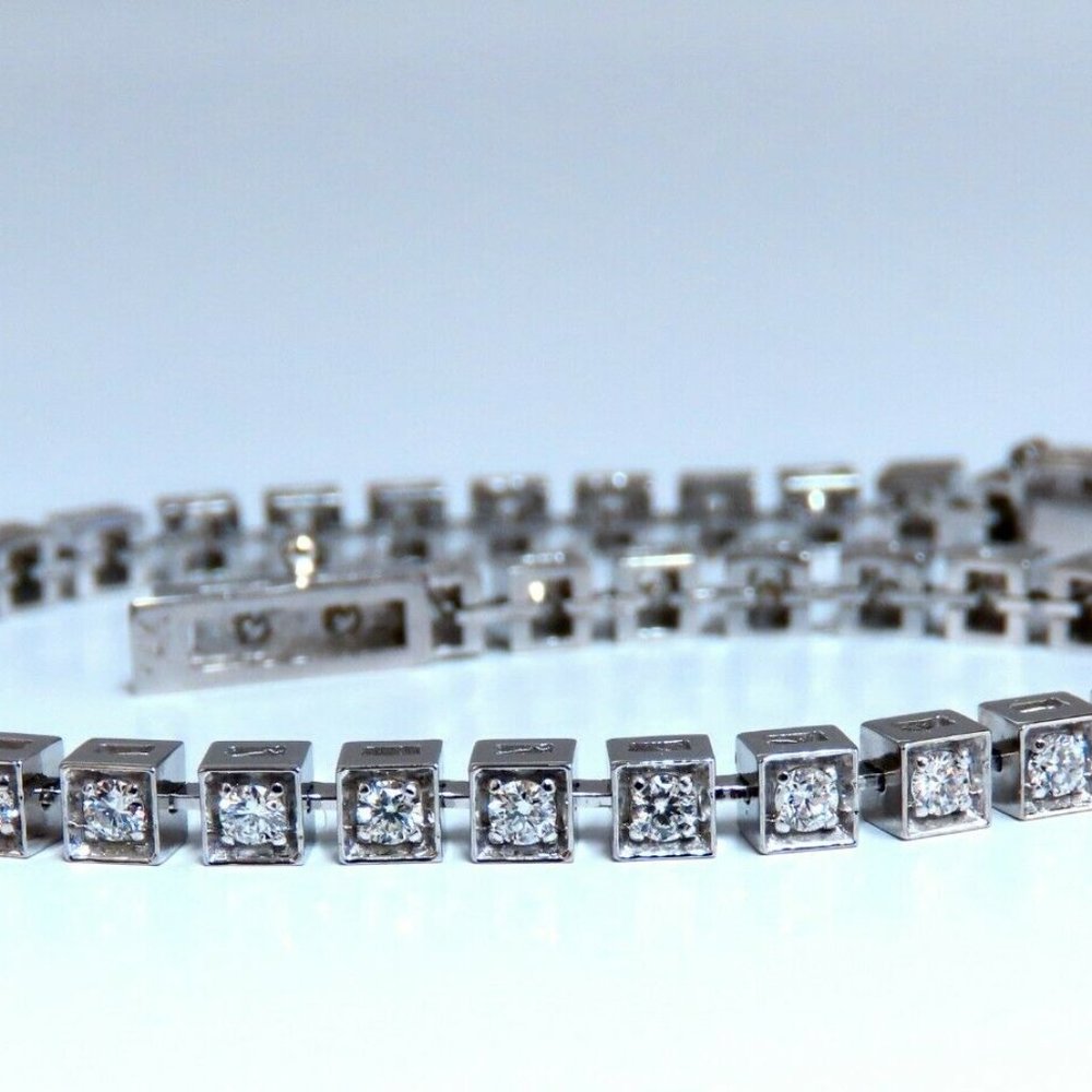 1.40ct Box Bead Set Prime Pave Natural Round Diamonds Bracelet 14kt*